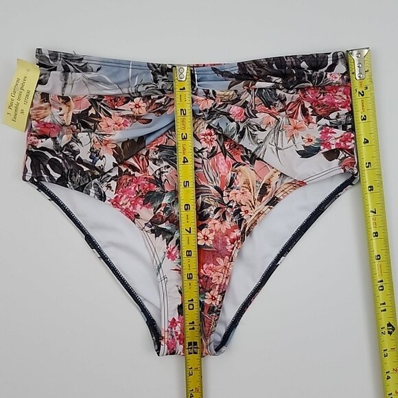 Urban Lux Resort Women's 3 Piece Bikini Sarong Tropical Silver Pink Print Size S - Picture 11 of 16